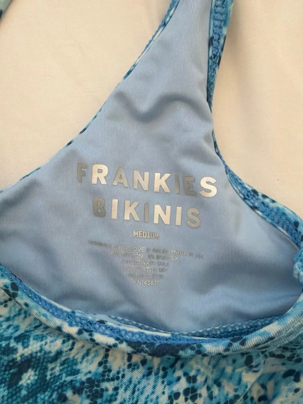 Frankie's Bikinis Aqua Teal Snake-Print Bikini Top